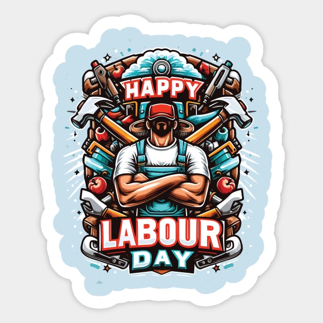 Happy Labour Day T-shirt. Sticker by Naurin's Design